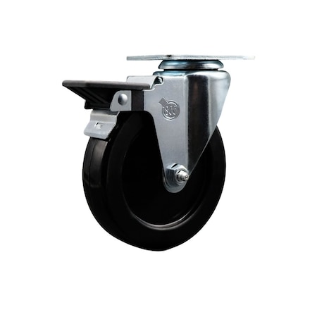 Service Caster 5'' Hard Rubber Wheel Swivel Top Plate Caster with Posi Brake SCC-20S514-HRS-PLB